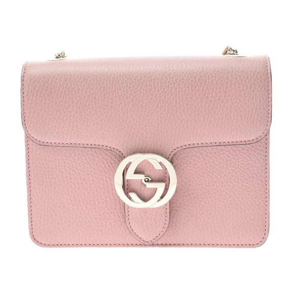 Gucci Interlocking Chain Outlet Dusty Pink Gold Hardware Leather Shoulder Bag - Picture 1 of 16